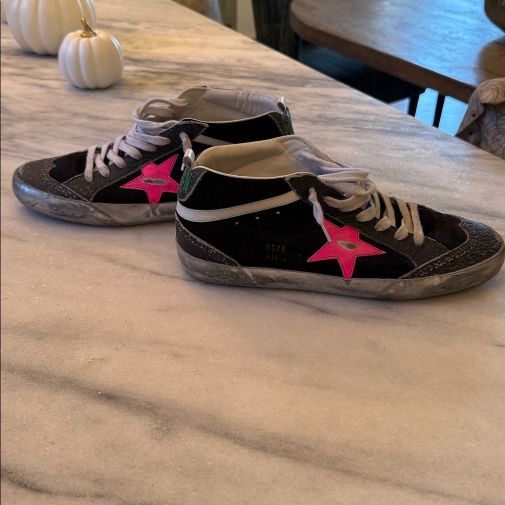 Golden Goose Midstar 
Black suede with hot pink star
Size 40